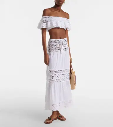 Anna Kosturova Crochet off-shoulder cotton crop top | Thumbnail 2