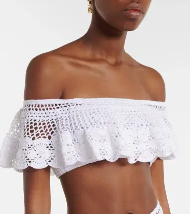 Anna Kosturova Crochet off-shoulder cotton crop top | Thumbnail 3