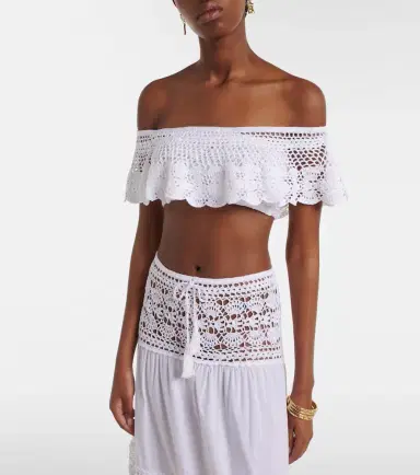 Anna Kosturova Crochet off-shoulder cotton crop top | Thumbnail 5