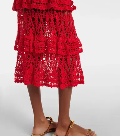 Anna Kosturova Elsie crochet ruffled cotton midi skirt | Thumbnail 2