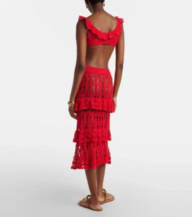 Anna Kosturova Elsie crochet ruffled cotton midi skirt | Thumbnail 3