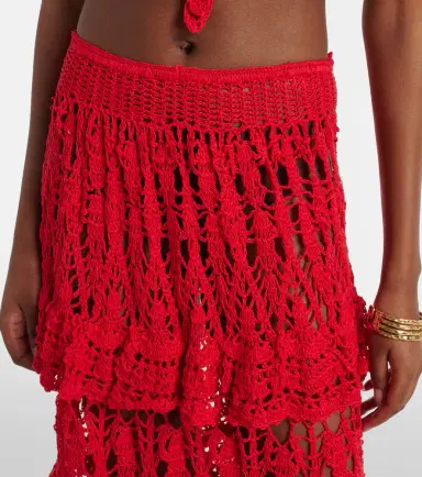 Anna Kosturova Elsie crochet ruffled cotton midi skirt | Thumbnail 4