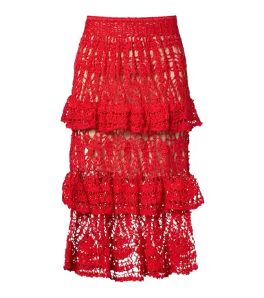 Anna Kosturova Elsie crochet ruffled cotton midi skirt | Thumbnail 1