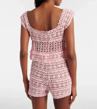 Anna Kosturova Deauville crochet cotton crop top | Thumbnail 3