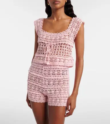 Anna Kosturova Deauville crochet cotton crop top | Thumbnail 4