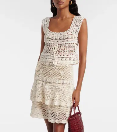 Anna Kosturova Deauville crochet cotton crop top | Thumbnail 2