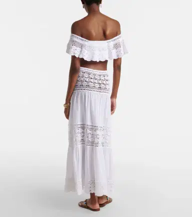 Anna Kosturova Filigree crochet-trimmed cotton maxi skirt | Thumbnail 2