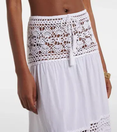 Anna Kosturova Filigree crochet-trimmed cotton maxi skirt | Thumbnail 3