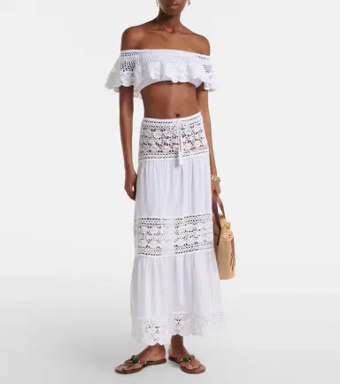 Anna Kosturova Filigree crochet-trimmed cotton maxi skirt | Thumbnail 4