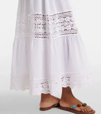 Anna Kosturova Filigree crochet-trimmed cotton maxi skirt | Thumbnail 5