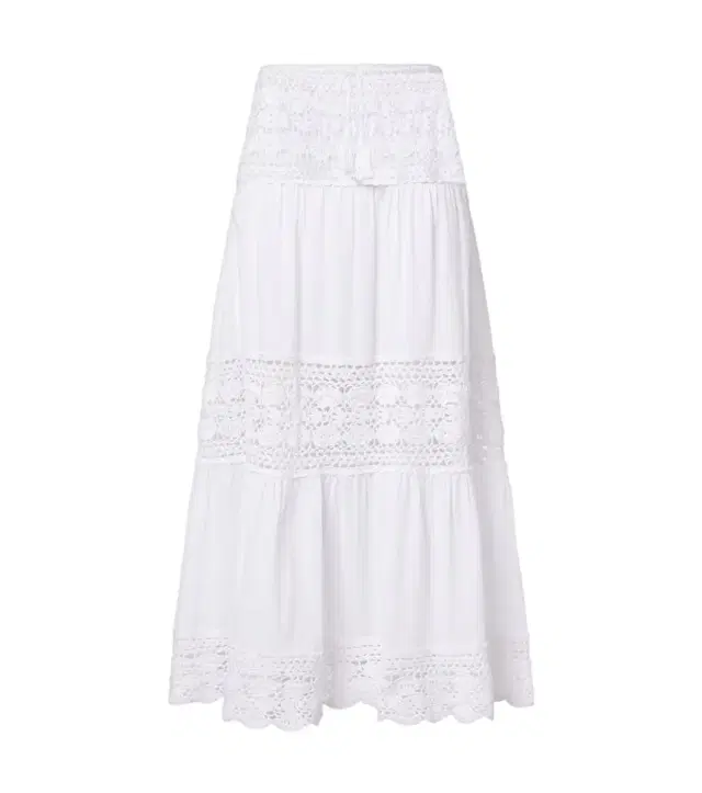 Anna Kosturova Filigree crochet-trimmed cotton maxi skirt