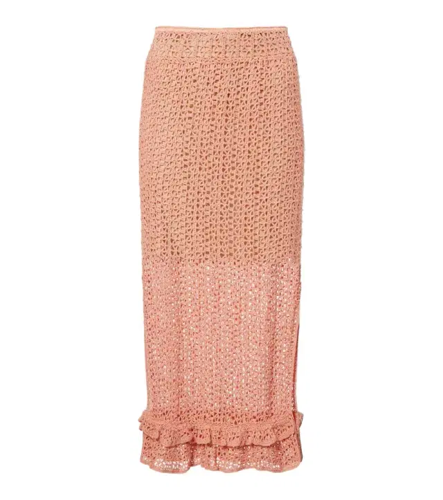 Rosette crochet cotton midi skirt