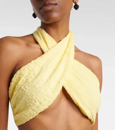 Jade Swim Aylin halterneck seersucker crop top | Thumbnail 4