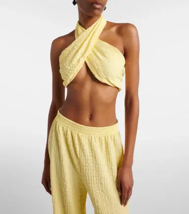 Jade Swim Aylin halterneck seersucker crop top | Thumbnail 5