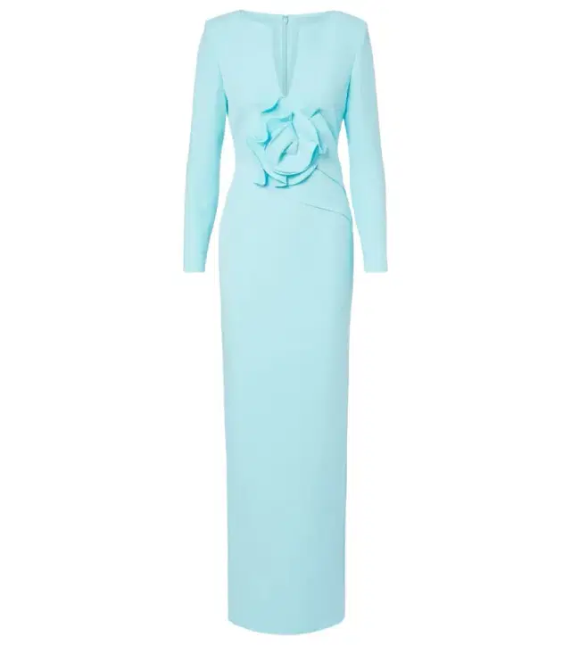 Roland Mouret Floral-appliqué crêpe gown