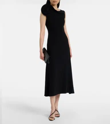 Roland Mouret Floral-appliqué crêpe midi dress | Thumbnail 5 Roland Mouret Floral-appliqué crêpe midi dress | Thumbnail 5