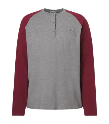 Miu Miu Cotton jersey Henley shirt | Thumbnail 1 Miu Miu Cotton jersey Henley shirt | Thumbnail 1