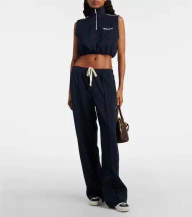 Miu Miu Logo jersey crop top | Thumbnail 2