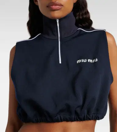 Miu Miu Logo jersey crop top | Thumbnail 3