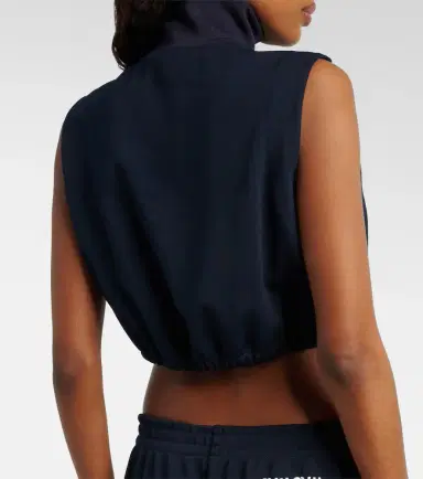 Miu Miu Logo jersey crop top | Thumbnail 4
