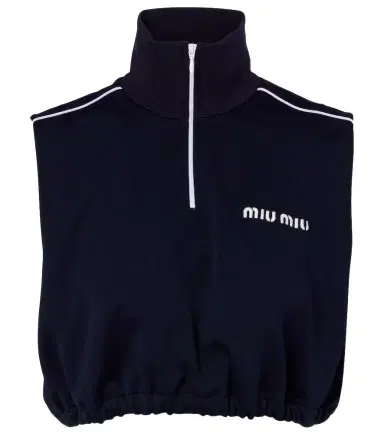 Miu Miu Logo jersey crop top | Thumbnail 1
