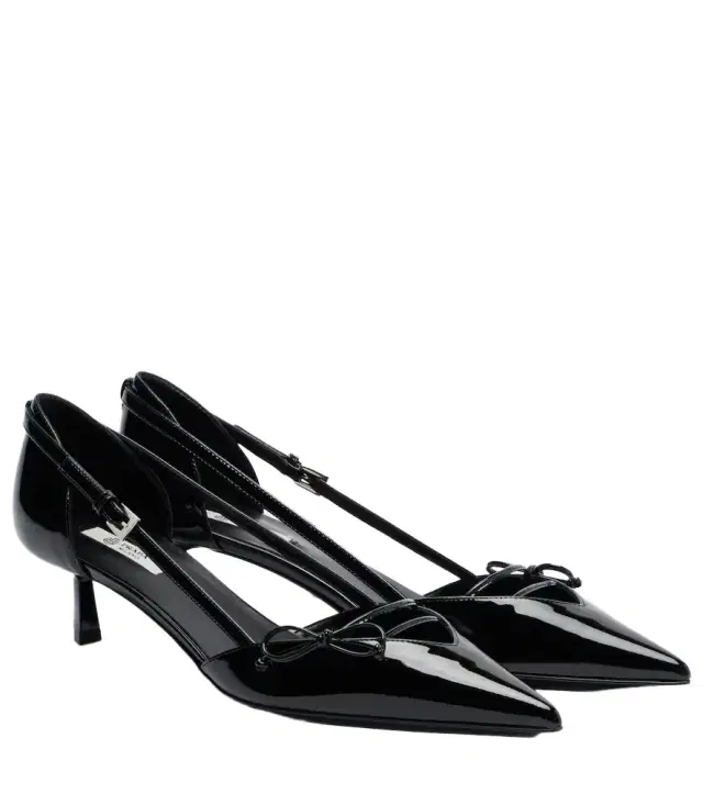 Prada Bow-detail patent leather pumps