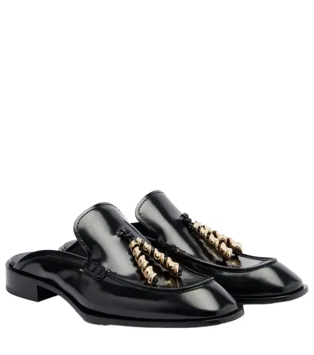 Embellished leather mules