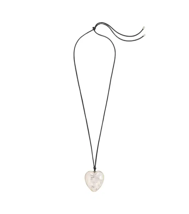 14kt gold-plated and leather necklace with quartz