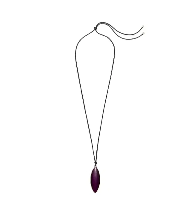 14kt gold-plated and leather necklace with quartz