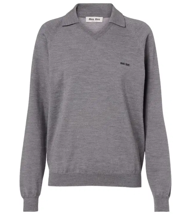 Virgin wool polo sweater