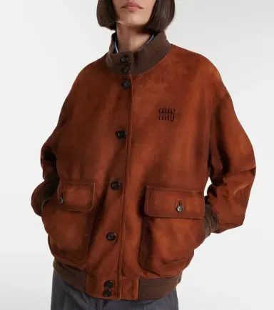 Miu Miu Suede bomber jacket | Thumbnail 3