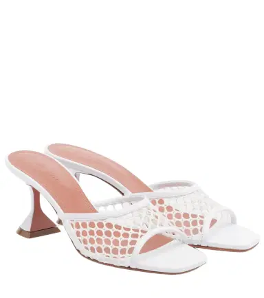 Amina Muaddi Lupita leather-trimmed mesh mules | Thumbnail 1 Amina Muaddi Lupita leather-trimmed mesh mules | Thumbnail 1