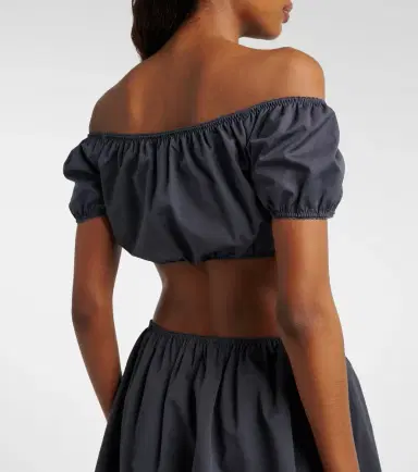 Miu Miu Off-shoulder cotton poplin crop top | Thumbnail 5