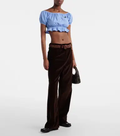 Miu Miu Checked cotton poplin crop top | Thumbnail 2