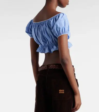 Miu Miu Checked cotton poplin crop top | Thumbnail 5