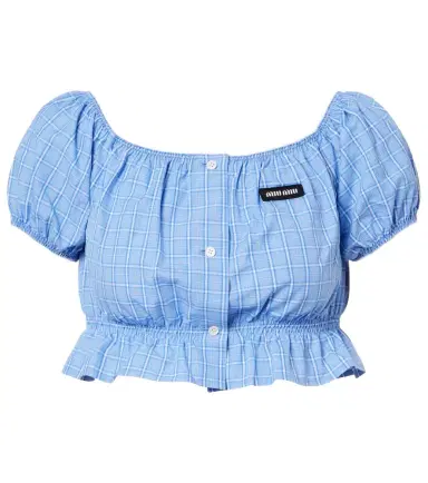 Miu Miu Checked cotton poplin crop top | Thumbnail 1