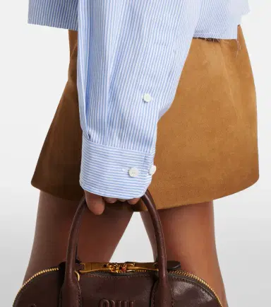 Miu Miu Pinstripe cropped cotton poplin shirt | Thumbnail 3