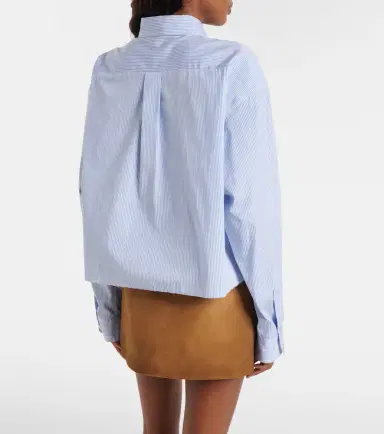 Miu Miu Pinstripe cropped cotton poplin shirt | Thumbnail 4