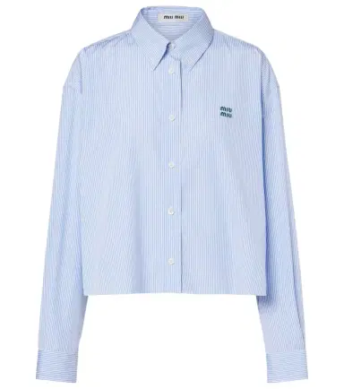 Miu Miu Pinstripe cropped cotton poplin shirt | Thumbnail 1