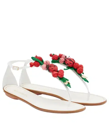 Aquazzura Botanica raffia thong sandals | Thumbnail 1