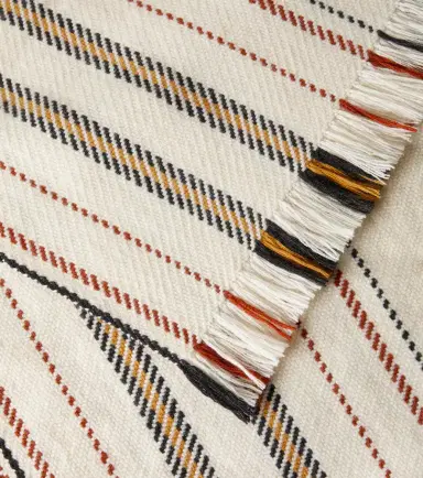 Loro Piana Fringed striped cashmere blanket | Thumbnail 3