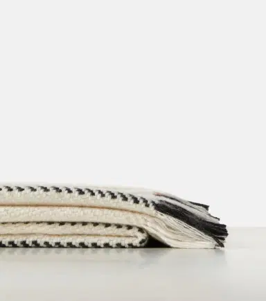 Loro Piana Fringed striped cashmere blanket | Thumbnail 4