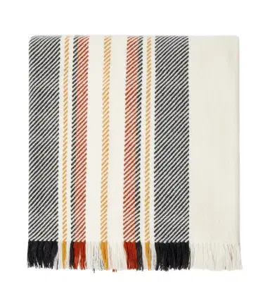 Loro Piana Fringed striped cashmere blanket | Thumbnail 1