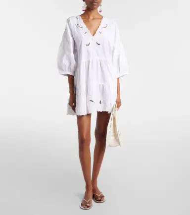 Juliet Dunn Embroidered cotton poplin minidress | Thumbnail 3