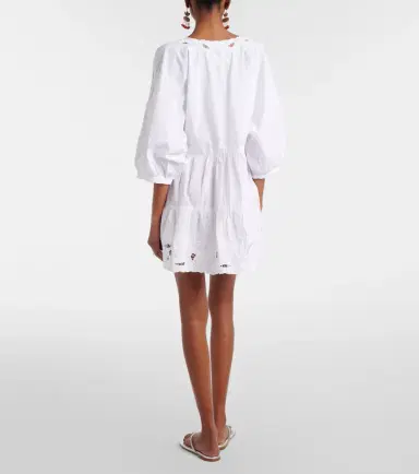 Juliet Dunn Embroidered cotton poplin minidress | Thumbnail 4