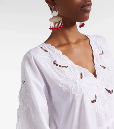 Juliet Dunn Embroidered cotton poplin minidress | Thumbnail 5