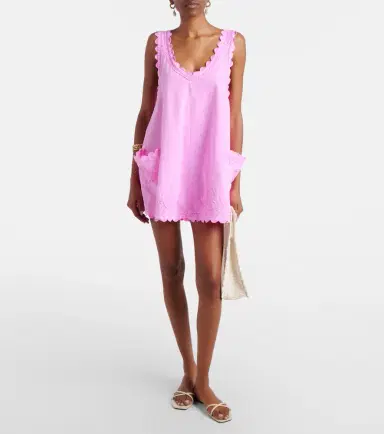 Juliet Dunn Embroidered cotton poplin minidress | Thumbnail 4