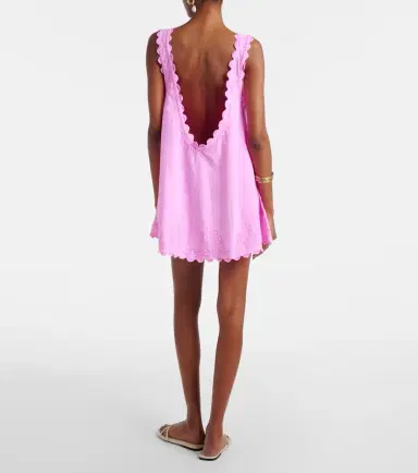 Juliet Dunn Embroidered cotton poplin minidress | Thumbnail 5