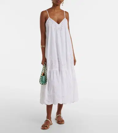 Juliet Dunn Broderie anglaise cotton midi dress | Thumbnail 6