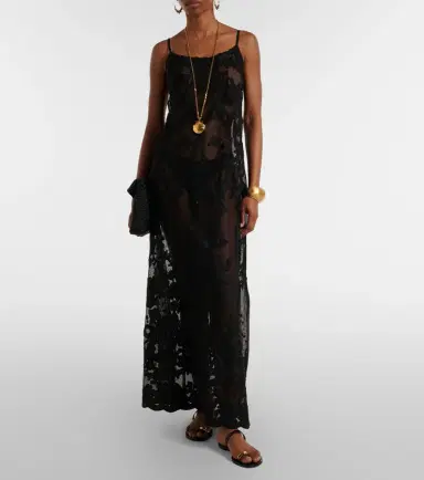 Juliet Dunn Embroidered sheer cotton maxi dress | Thumbnail 5